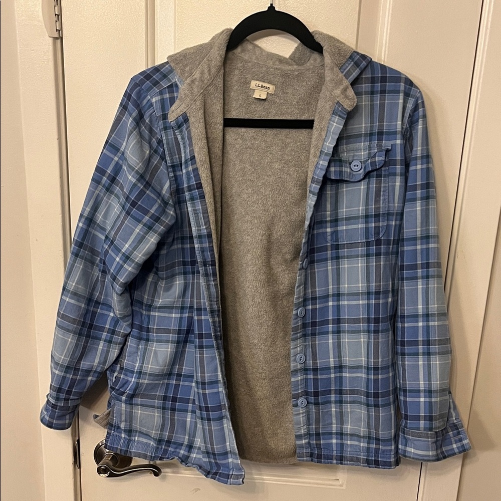 L.L. Bean Blue Plaid Shirt Jacket